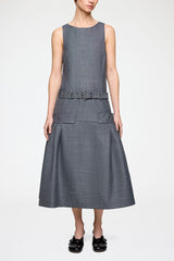 GANNI New Dress in Grey Wool Melange