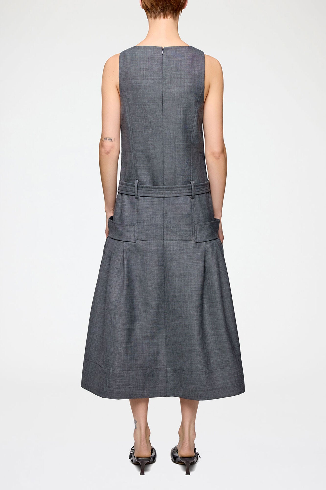 GANNI New Dress in Grey Wool Melange