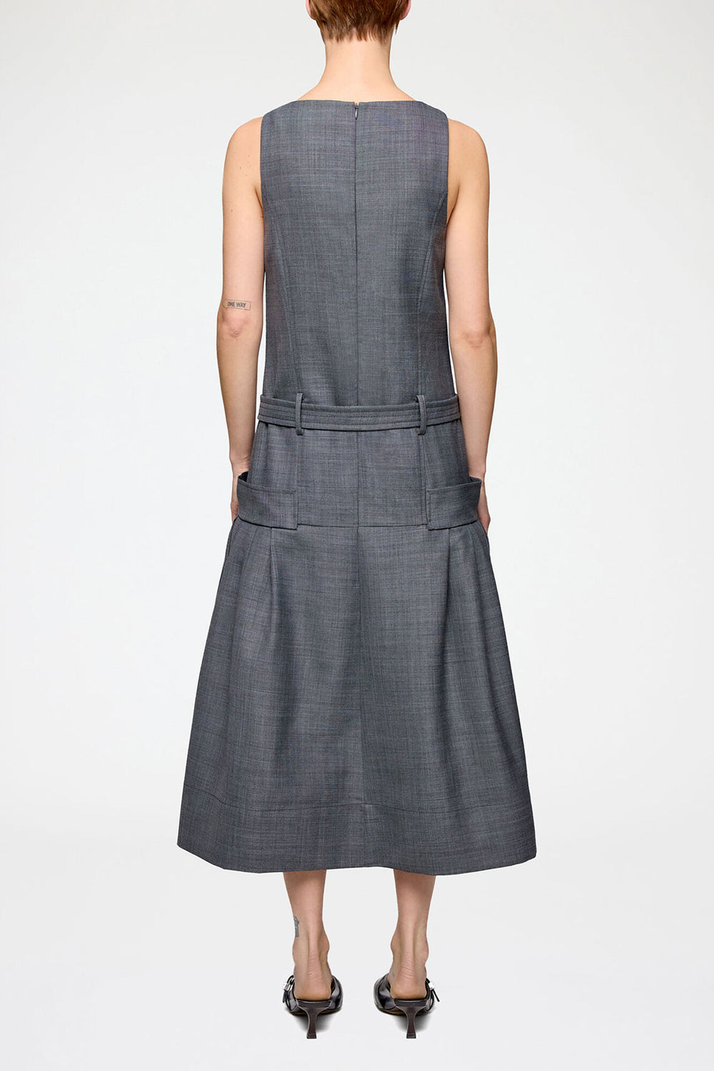 GANNI New Dress in Grey Wool Melange