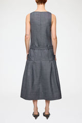 GANNI New Dress in Grey Wool Melange