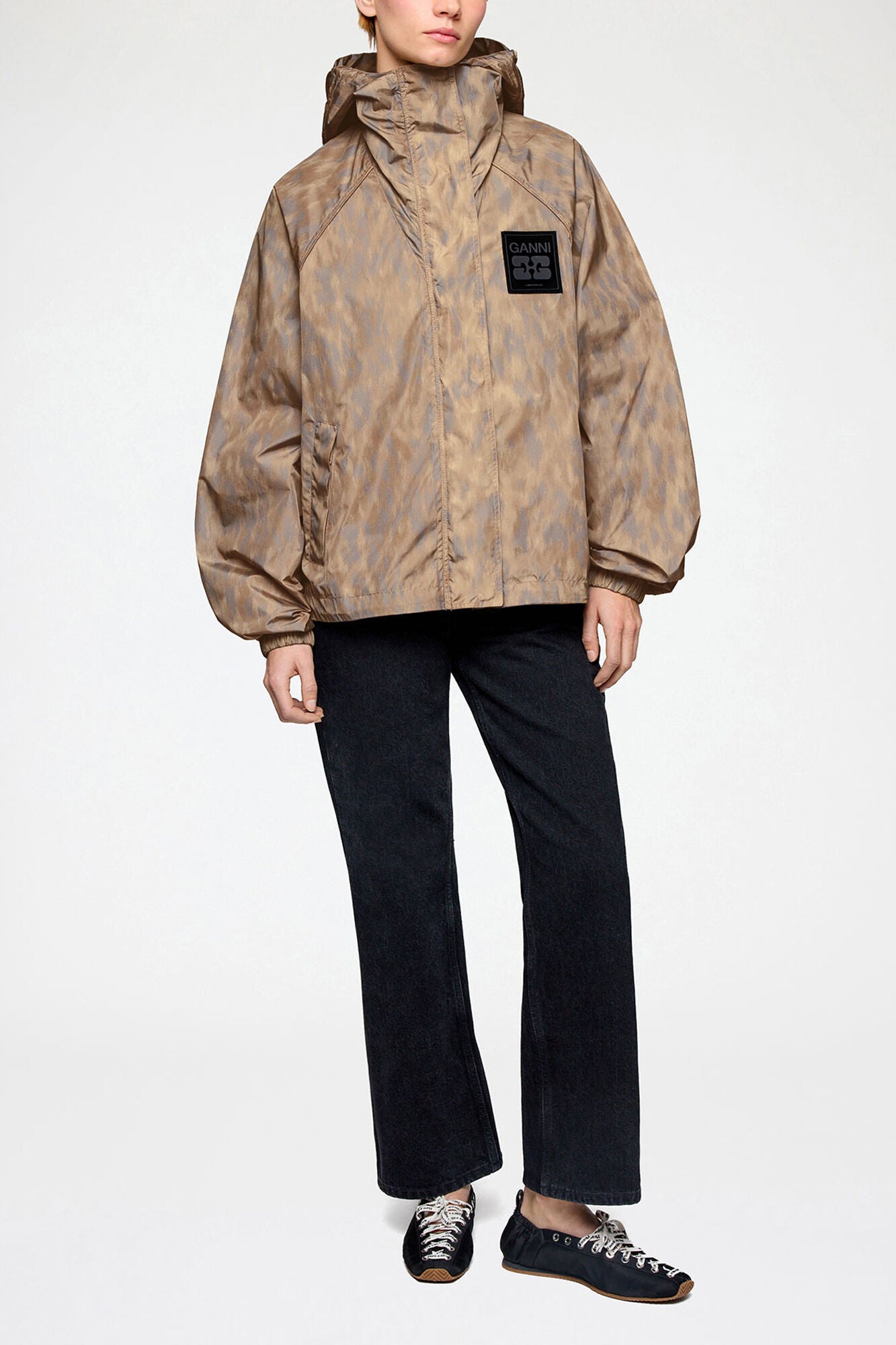 GANNI On Sale Flyweight Jacket in Printed Nylon