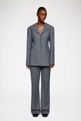 GANNI New Blazer in Grey Wool Melange