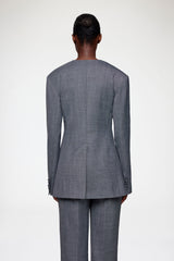 GANNI New Blazer in Grey Wool Melange