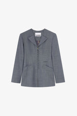 GANNI New Blazer in Grey Wool Melange