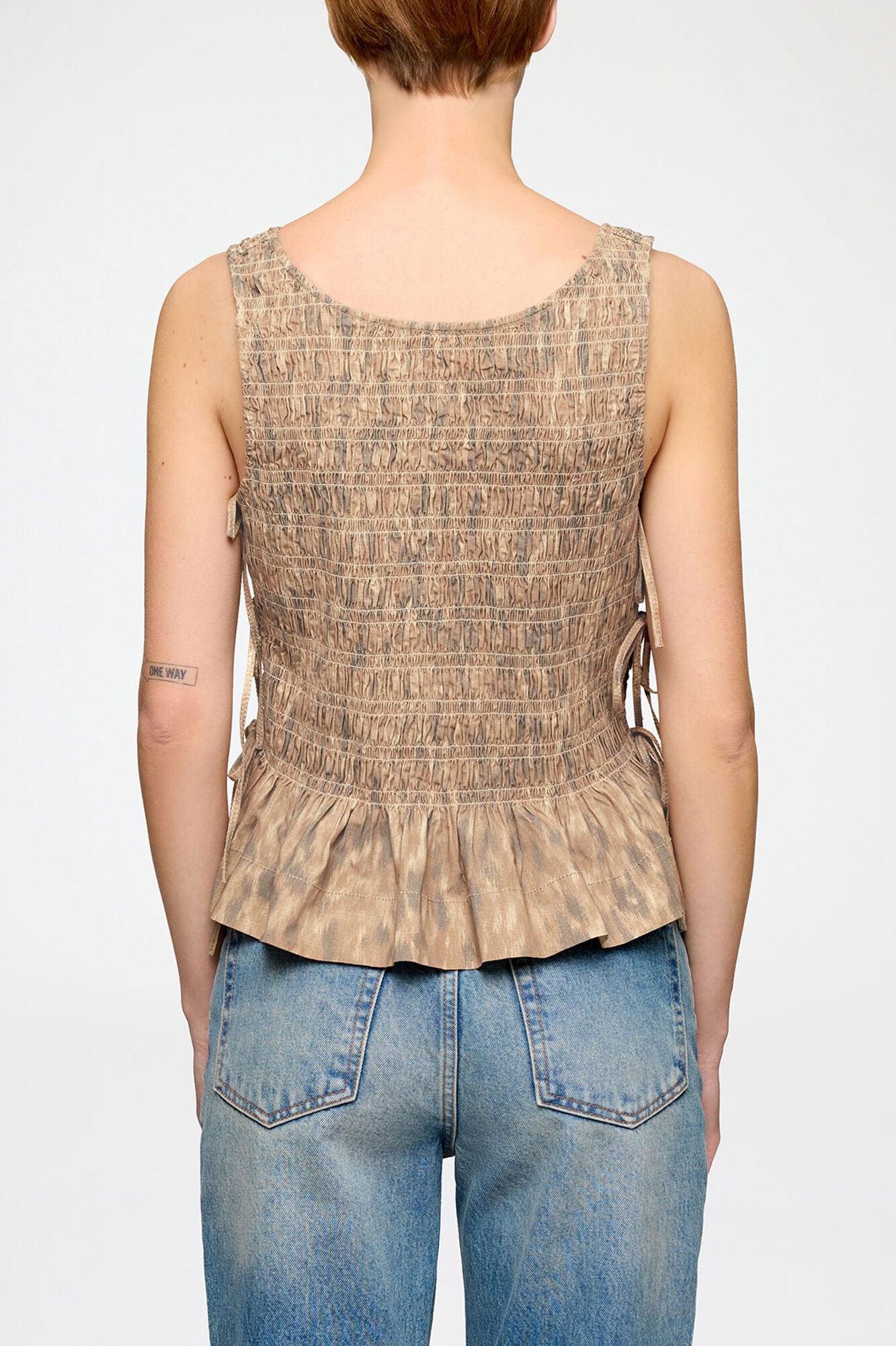 GANNI Discount Smock Top in Printed Stretch