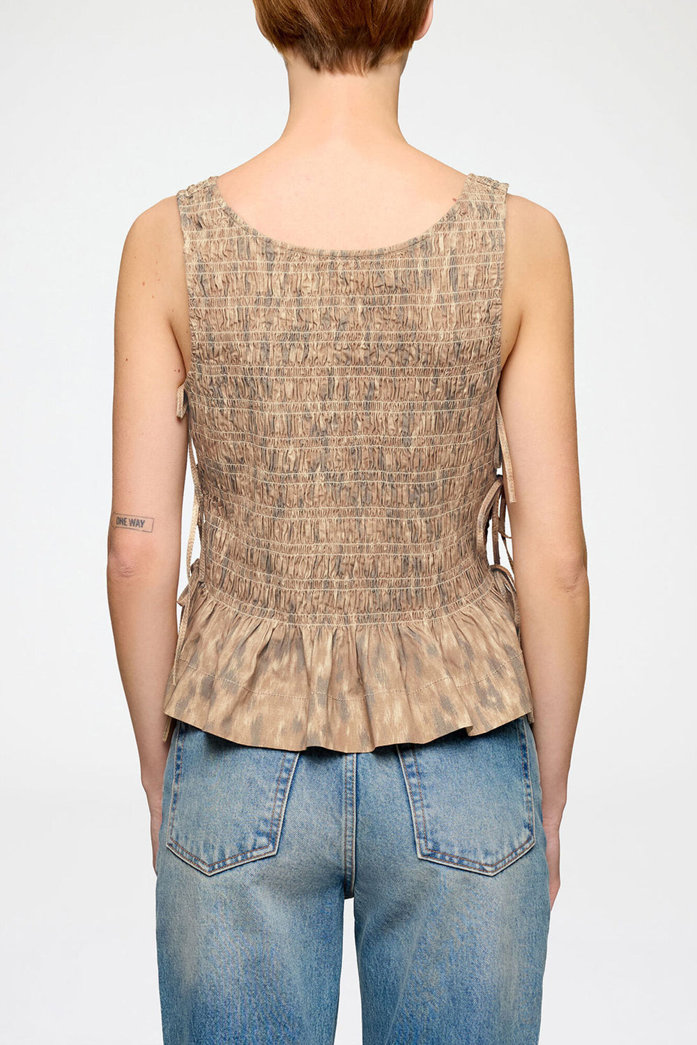 GANNI Discount Smock Top in Printed Stretch