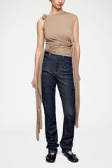 GANNI On Sale Top in Beige Jersey