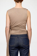 GANNI On Sale Top in Beige Jersey