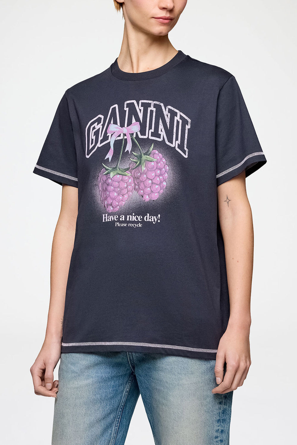 GANNI Outlet T-shirt with Raspberries
