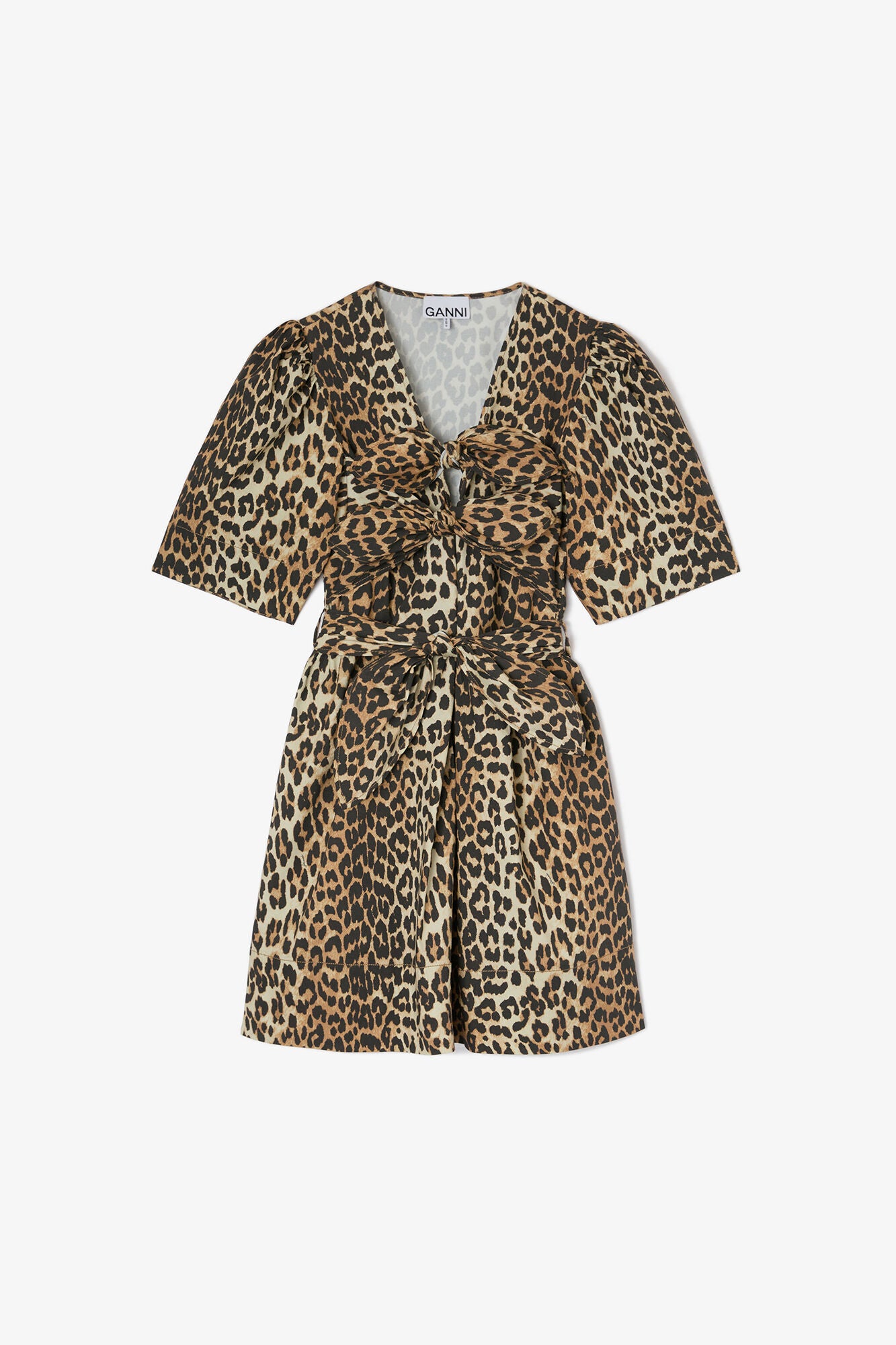 GANNI New Leopard Cotton Mini Dress