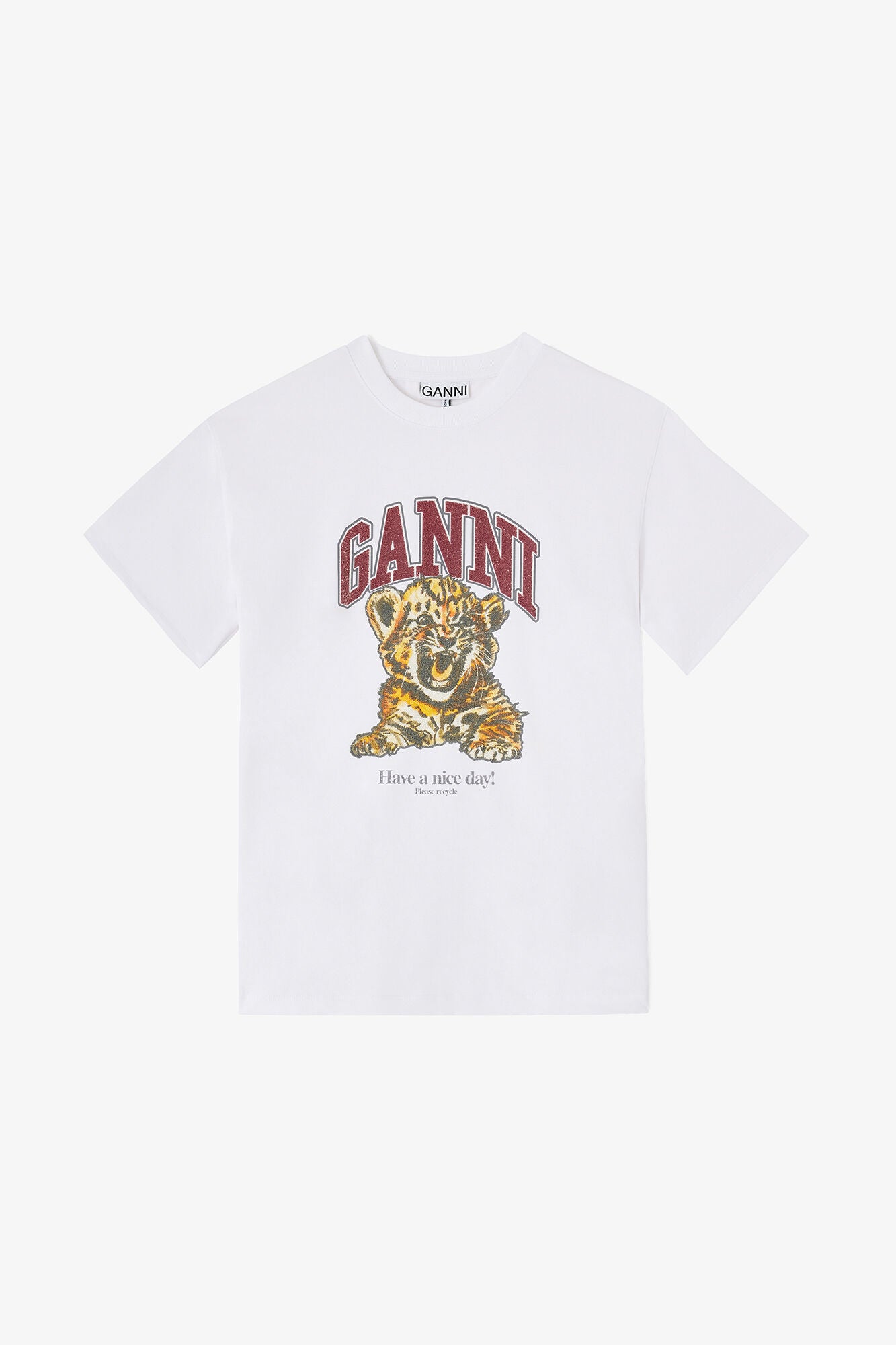 GANNI us White Beaded Tiger T-shirt