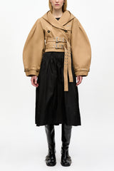 GANNI Discount Camel Bonded Cotton Short Trench Jacket