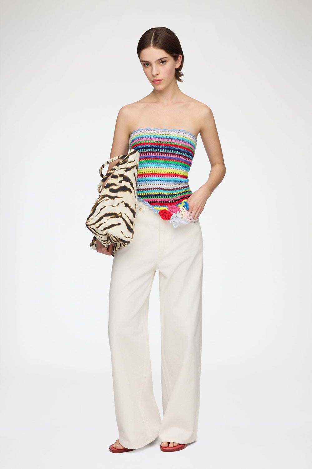 GANNI Hot Sale Scarf in Striped Crochet