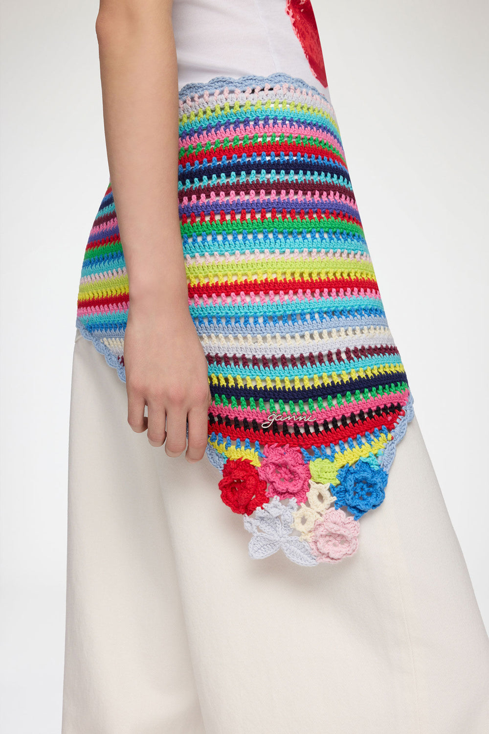 GANNI Hot Sale Scarf in Striped Crochet