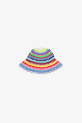 GANNI New Bucket Hat in Striped Crochet