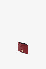 GANNI For Sale Red Dahlia Bou Card Holder in Grained Red