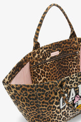 GANNI New Almond Milk Daisy Duck Leopard XXL Tote