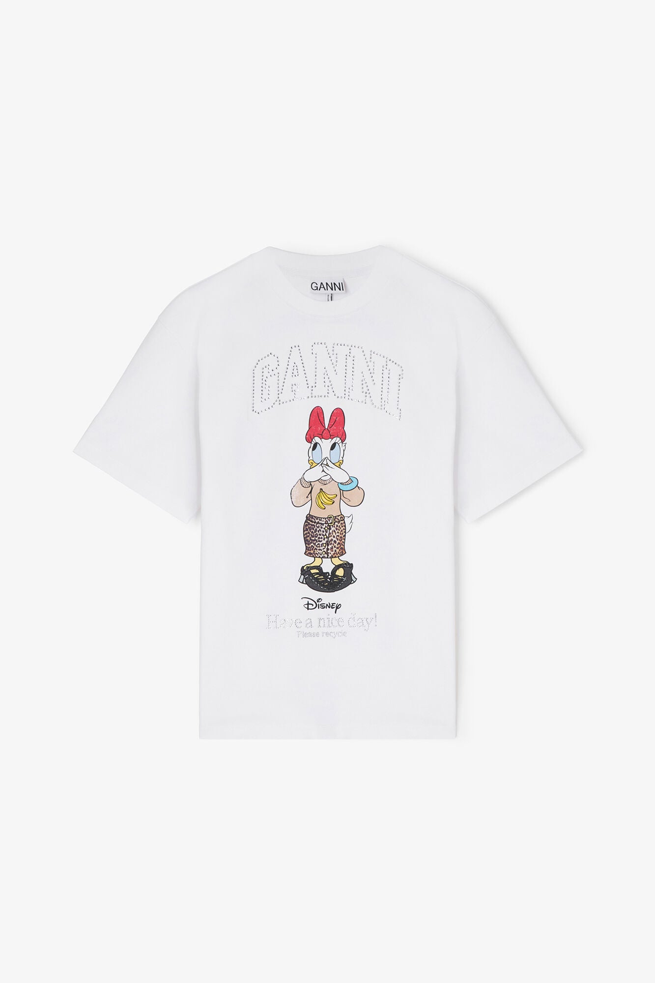 GANNI Outlet Daisy Duck White Printed T-shirt