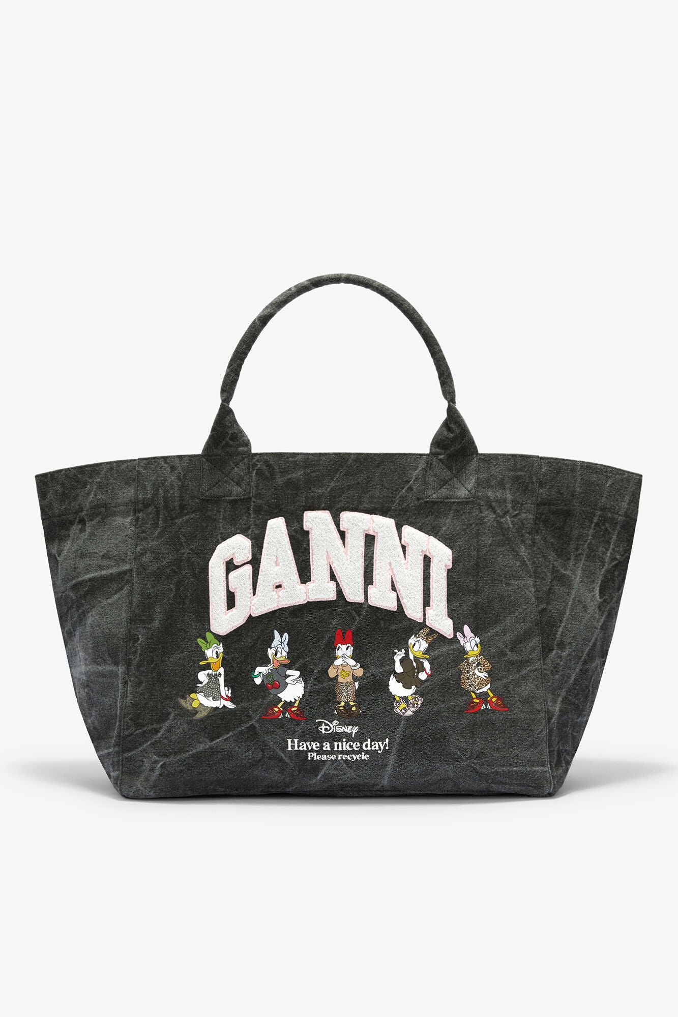 GANNI New Black Oyster Daisy Duck Bleached XXL Tote