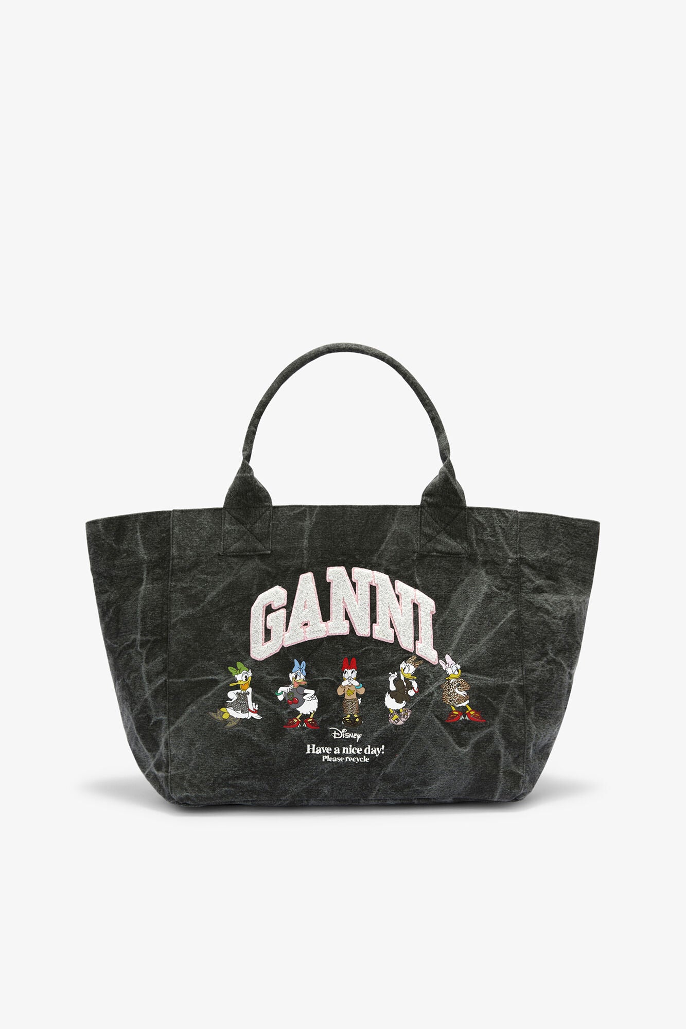 GANNI For Sale Black Oyster Daisy Duck Bleached Medium Tote
