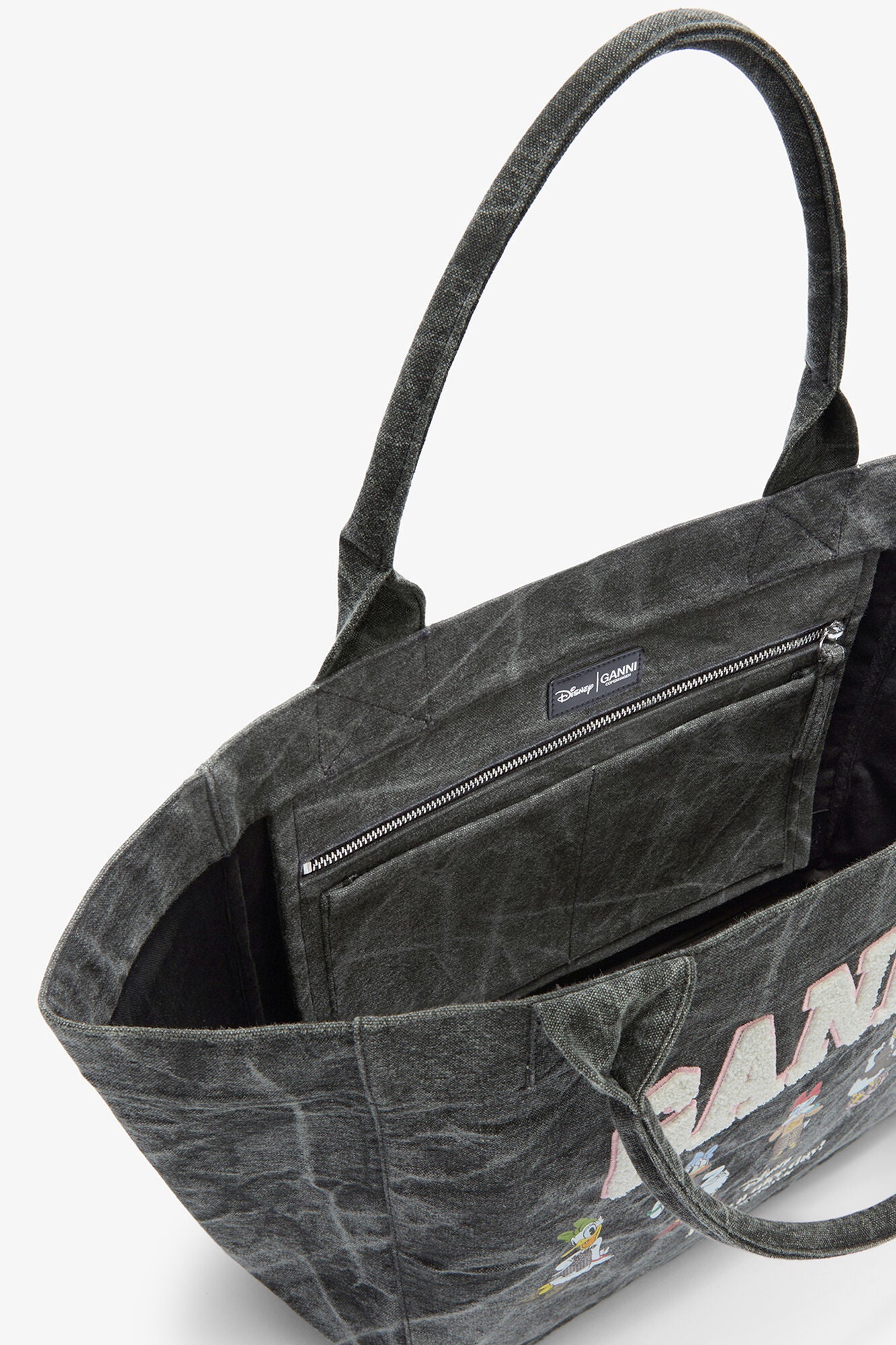 GANNI For Sale Black Oyster Daisy Duck Bleached Medium Tote