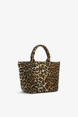 GANNI Outlet Almond Milk Daisy Duck Leopard Small Tote