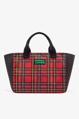 GANNI Hot Sale Dark Green Red Tartan Tote