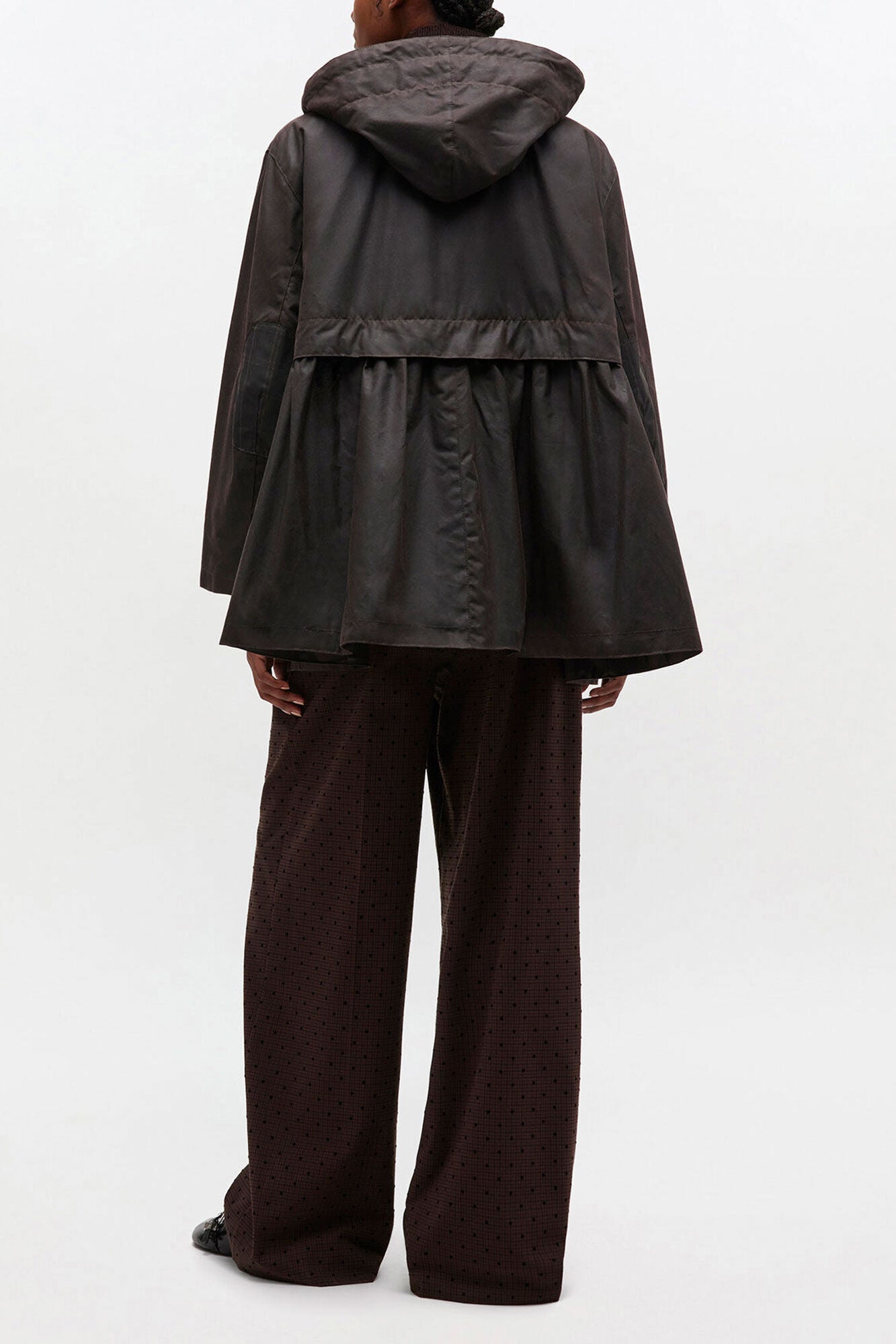 GANNI New Peplum Wax Jacket in Green