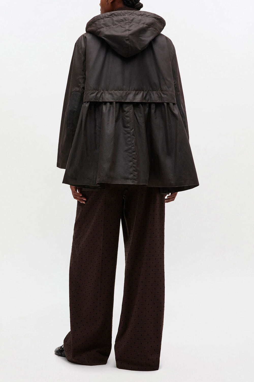 GANNI New Peplum Wax Jacket in Green