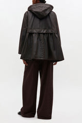 GANNI New Peplum Wax Jacket in Green