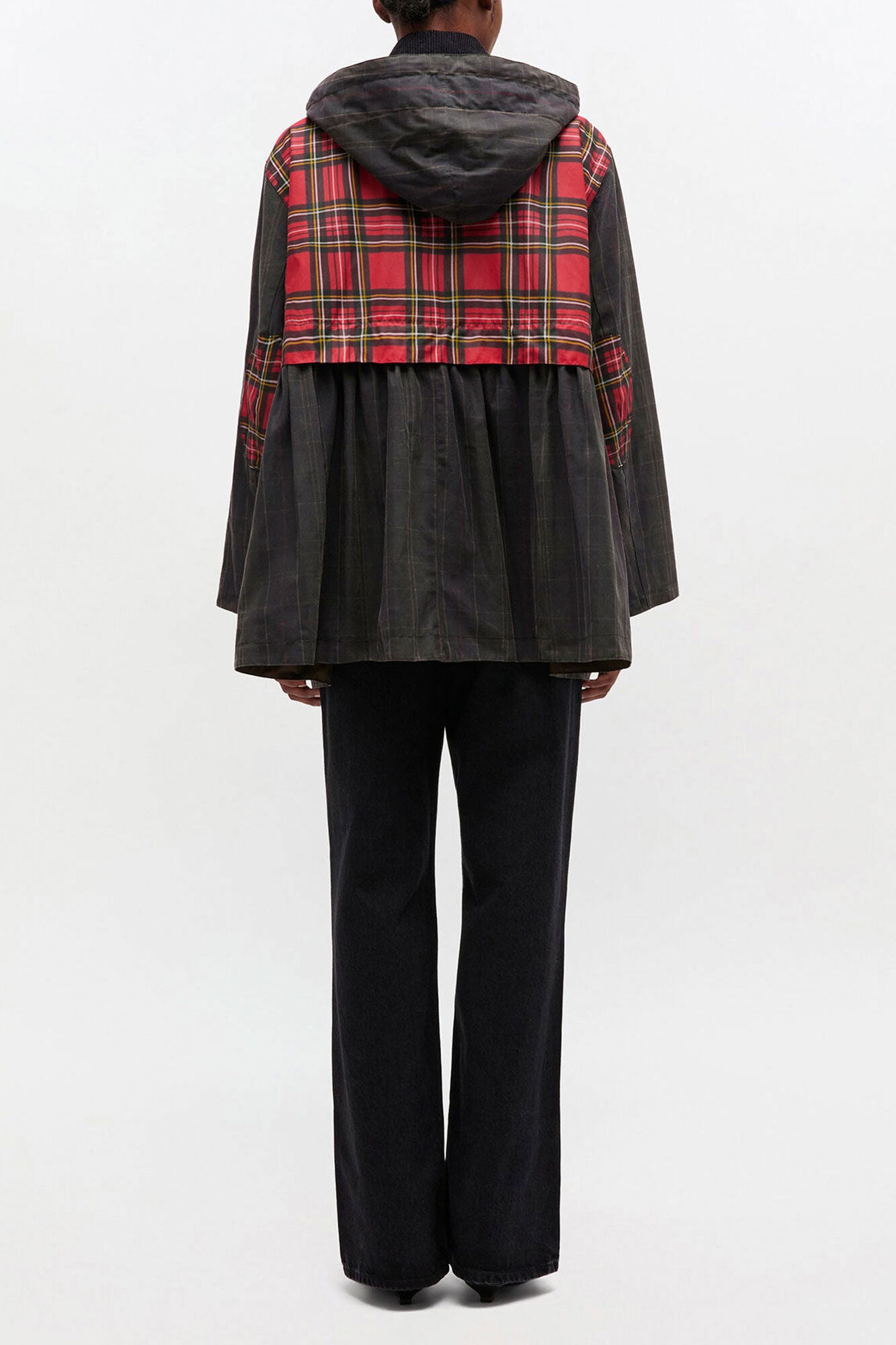 GANNI Sale Peplum Wax Jacket in Tartan
