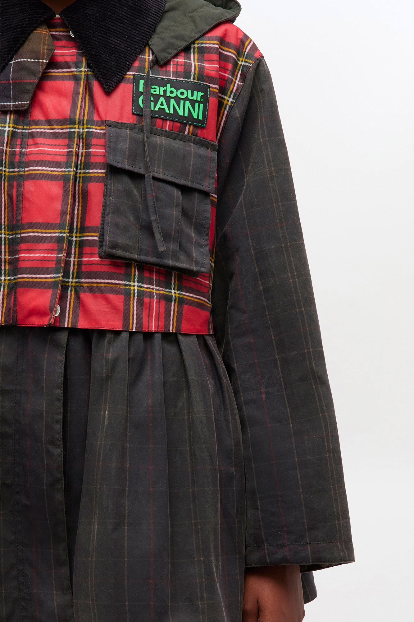 GANNI Sale Peplum Wax Jacket in Tartan