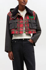 GANNI Sale Peplum Wax Jacket in Tartan