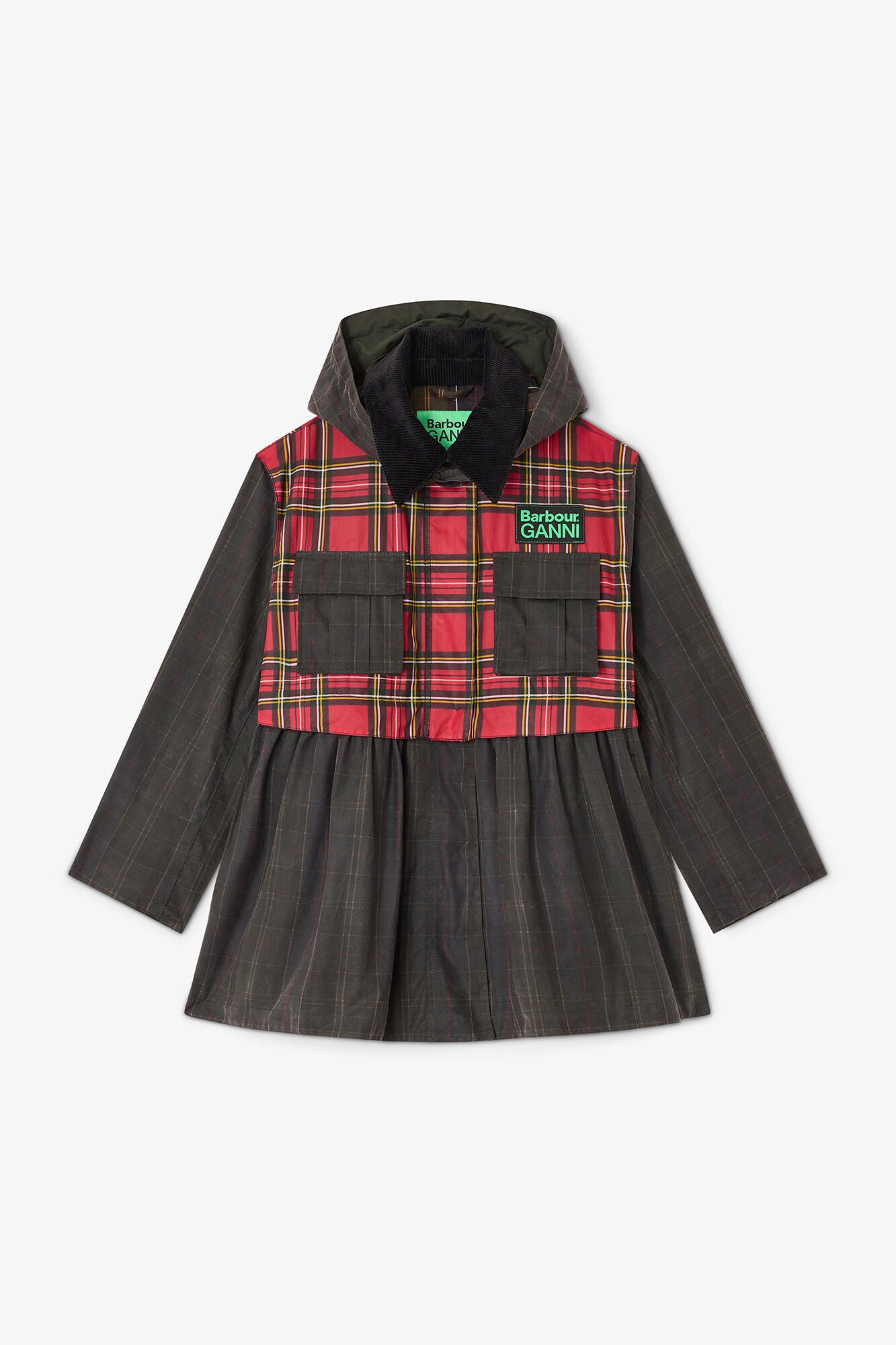 GANNI Sale Peplum Wax Jacket in Tartan