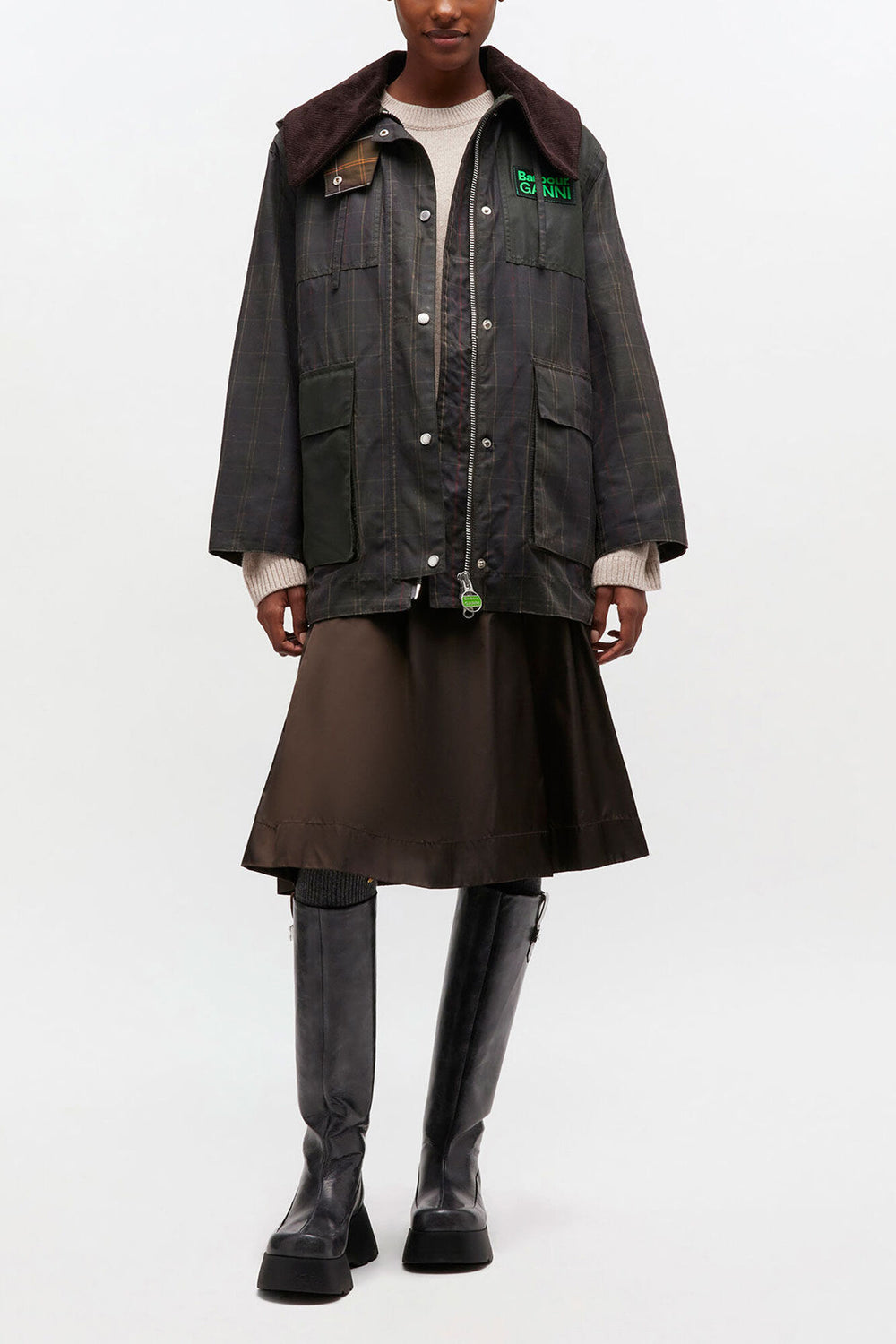 GANNI On Sale Waxed Jacket in Green