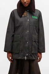 GANNI On Sale Waxed Jacket in Green