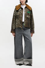 GANNI Outlet Short Wax Jacket in Leopard