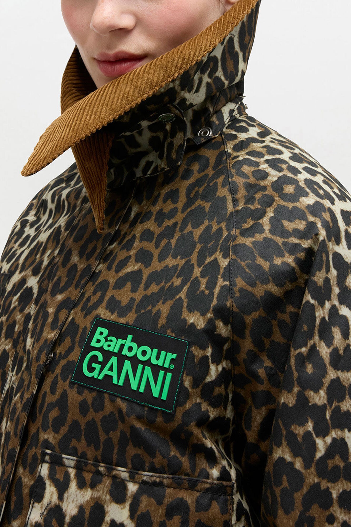 GANNI Outlet Short Wax Jacket in Leopard
