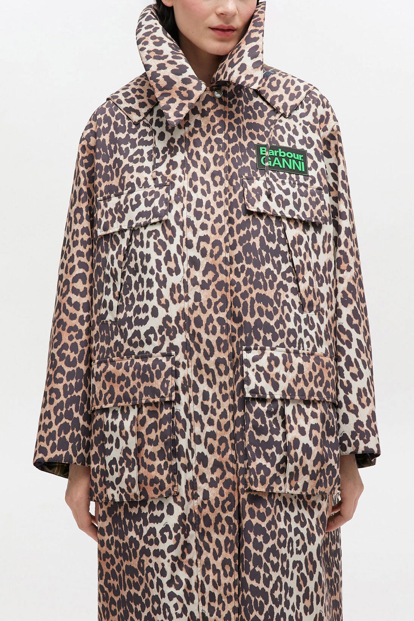 GANNI Hot Sale Long Coat in Leopard
