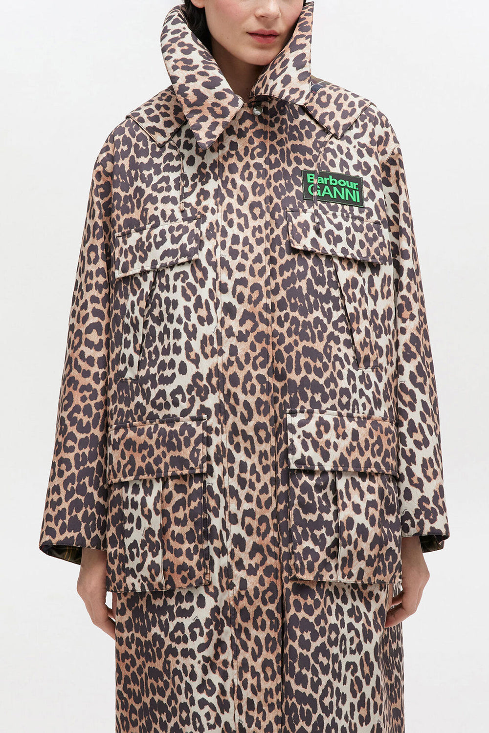 GANNI Hot Sale Long Coat in Leopard