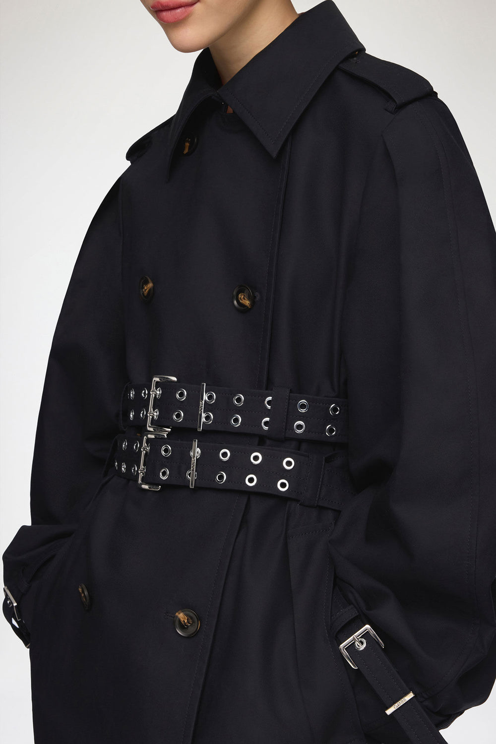 GANNI us Trench Coat in Double Cotton