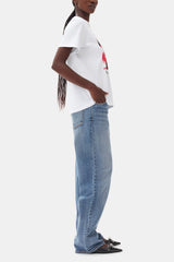 GANNI Online White Basic Jersey Cherry Relaxed T-shirt