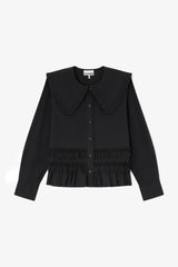 GANNI New Stretch Cotton Ruffle Shirt