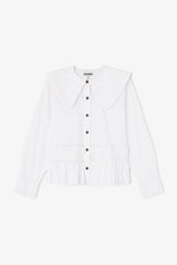 GANNI us Stretch Cotton Ruffle Shirt