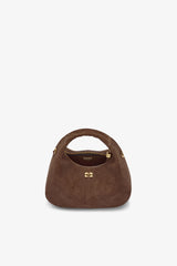 GANNI Online Chicory Coffee Brown Suede Mini Hobo Bag