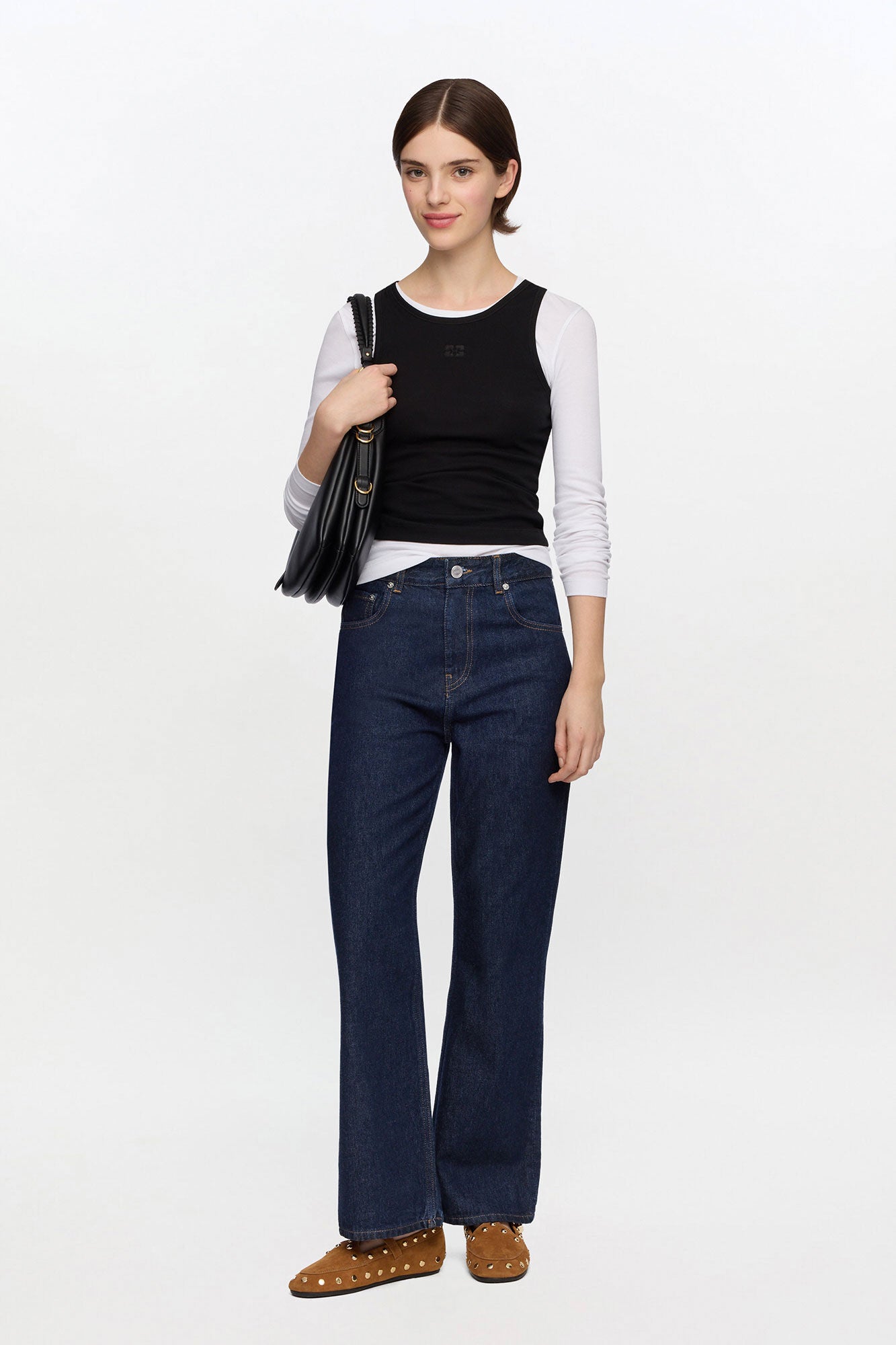 GANNI Sale Betzy Cropped Jeans in Dark Rinse Denim