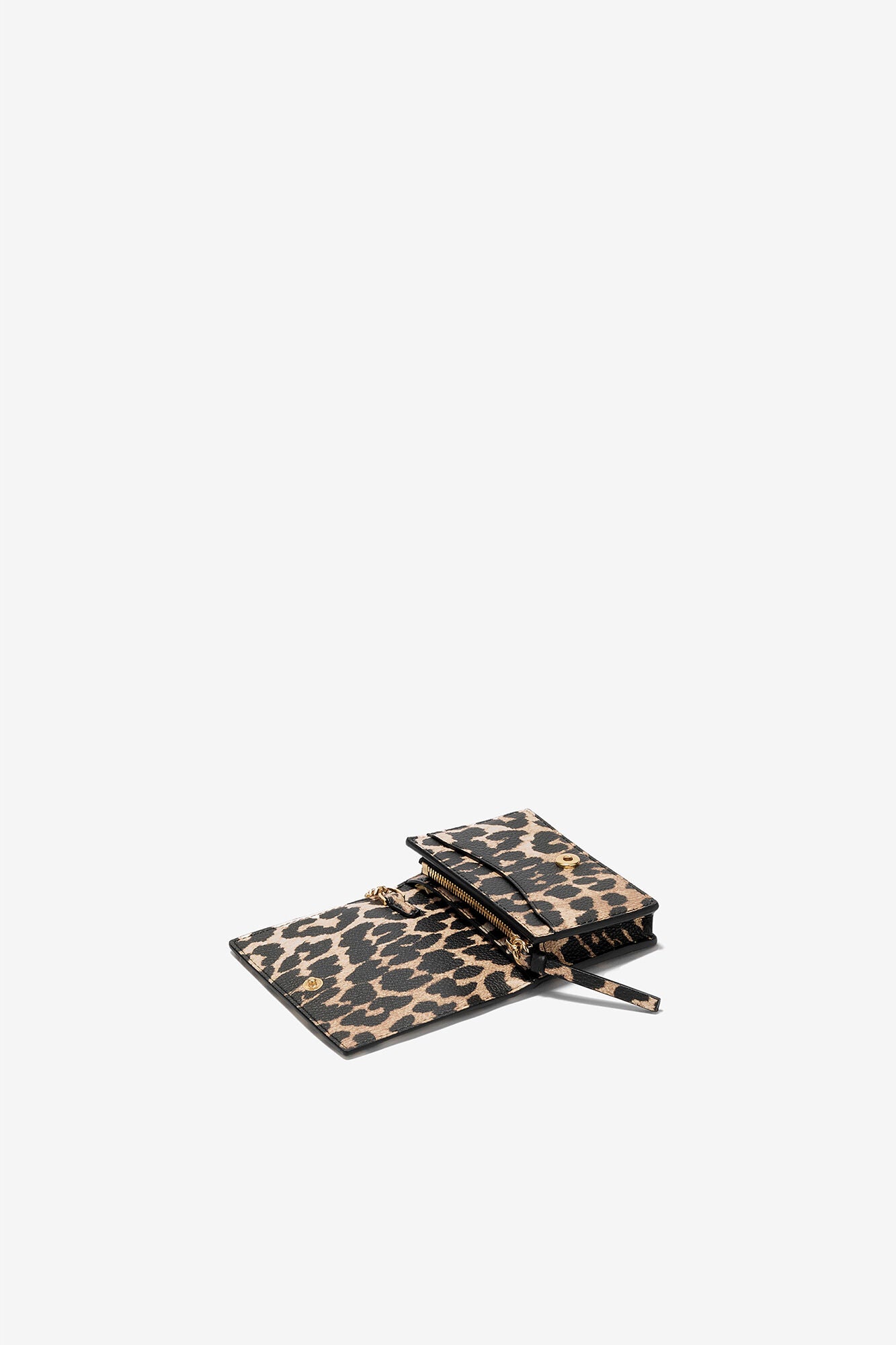 GANNI Online Almond Milk Leopard Grained Bou Card Holder With Flap