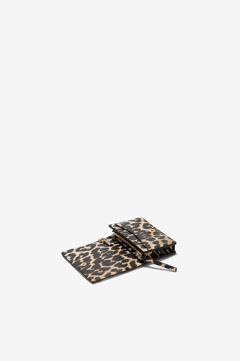 GANNI Online Almond Milk Leopard Grained Bou Card Holder With Flap