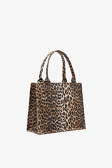 GANNI Sale Leopard Leopard Large Canvas Tote Bag