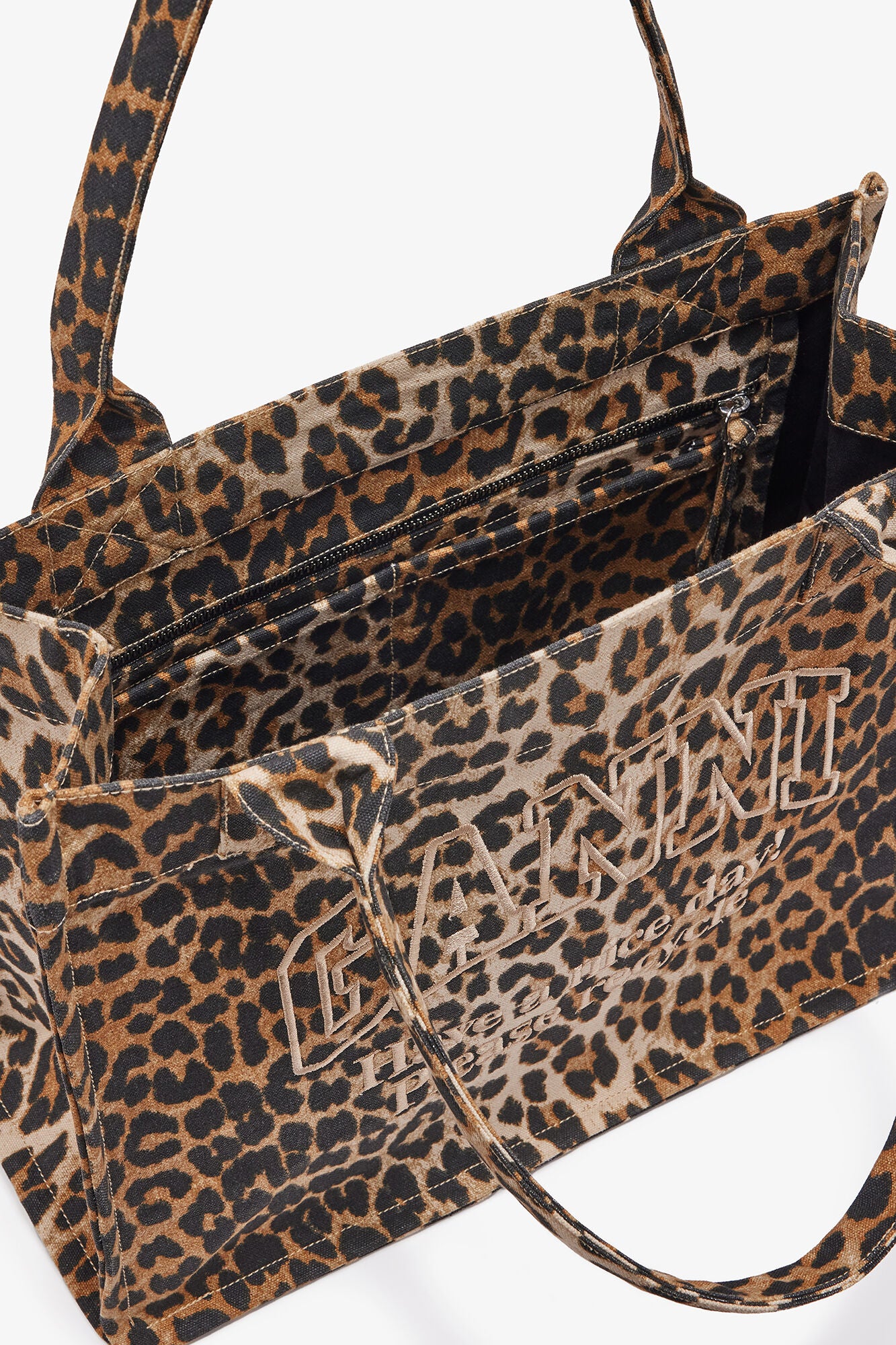 GANNI Sale Leopard Leopard Large Canvas Tote Bag